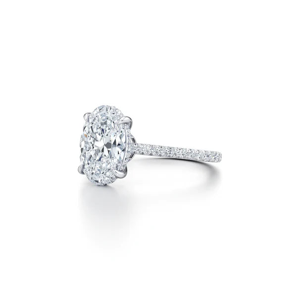 Oval Diamond Engagement Ring with Diamond Pavé