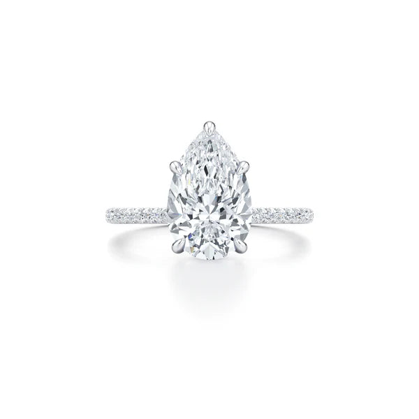 Pear Cut Diamond Engagement Ring with Diamond Pavé