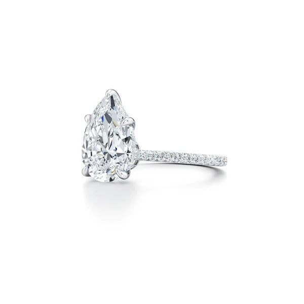 Pear Cut Diamond Engagement Ring with Diamond Pavé